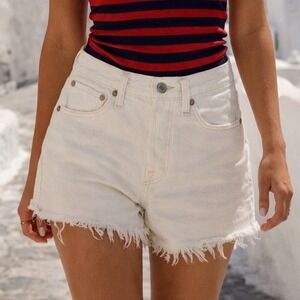 Agolde Parker High Rise Cut Off Denim Shorts White Size 24 Raw Hem X1